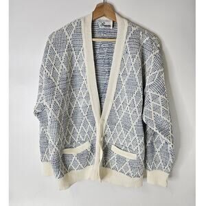 Vtg 90s Haband Ivory Cardigan Sweater Grandpa Sweater Size XLarge Made in USA
